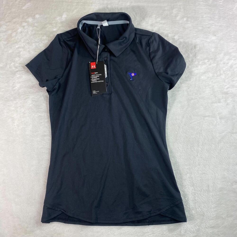 Under Armour Women’s HeatGear Golf Polo Black Medium R Flag Logo Stretch